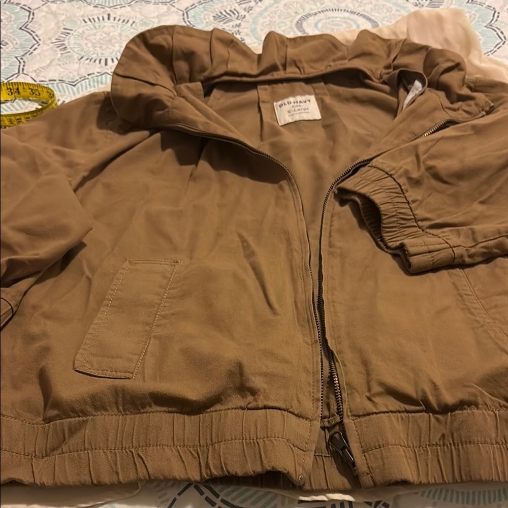 Old Navy Tan Bomber Jacket with Hood